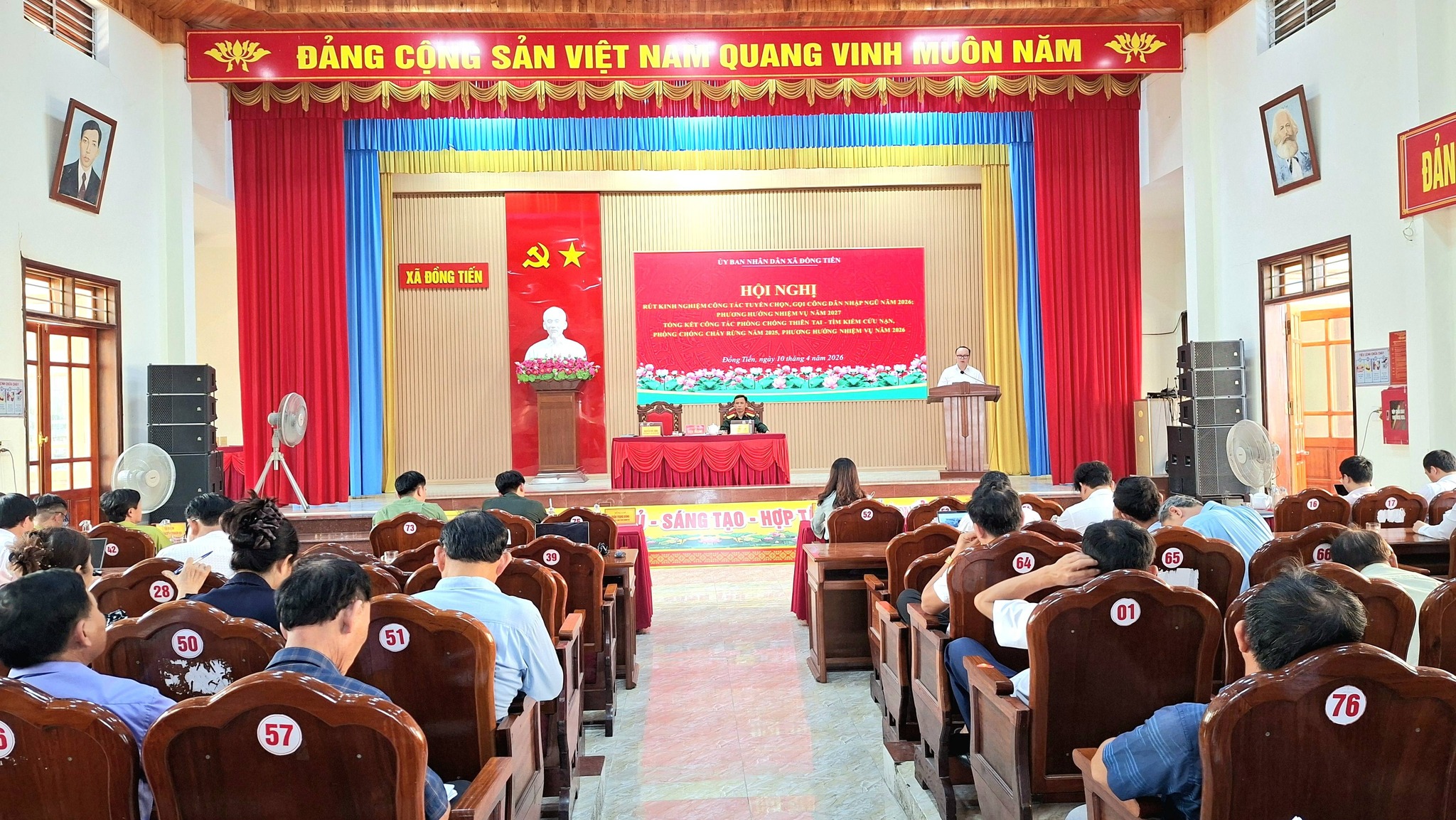 Xã Đồng Tiến  Hội nghị rút kinh nghiệm công tác tuyển chọn, gọi công dân nhập ngũ , tổng kết công tác phòng, chống thiên tai – tìm kiếm cứu nạn, phòng cháy chữa cháy rừng năm 2025