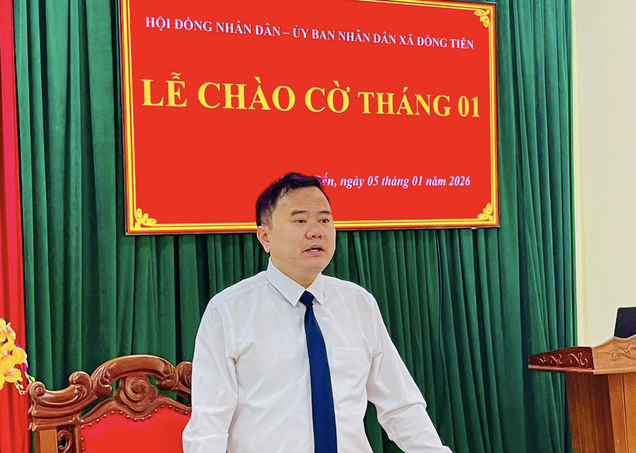 HĐND, UBND xã Đồng Tiến đã tổ chức Lễ chào cờ đầu tháng 1 năm 2026.