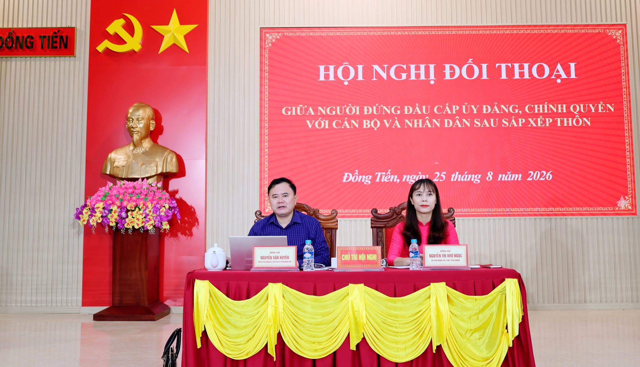 UBND xã Đồng Tiến tổ chức Hội nghị đối thoại trực tiếp giữa người đứng đầu cấp ủy Đảng, chính quyền với cán bộ và nhân dân trên địa bàn sau khi thực hiện sắp xếp đơn vị hành chính cấp thôn