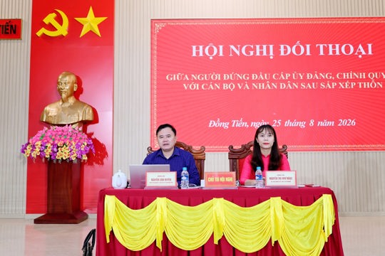 UBND xã Đồng Tiến tổ chức Hội nghị đối thoại trực tiếp giữa người đứng đầu cấp ủy Đảng, chính quyền với cán bộ và nhân dân trên địa bàn sau khi thực hiện sắp xếp đơn vị hành chính cấp thôn 