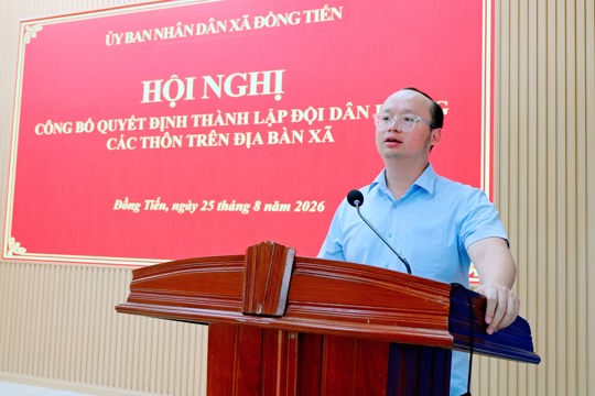  UBND xã Đồng Tiến tổ chức Hội nghị công bố Quyết định thành lập đội dân phòng tại 9 thôn trên địa bàn xã.