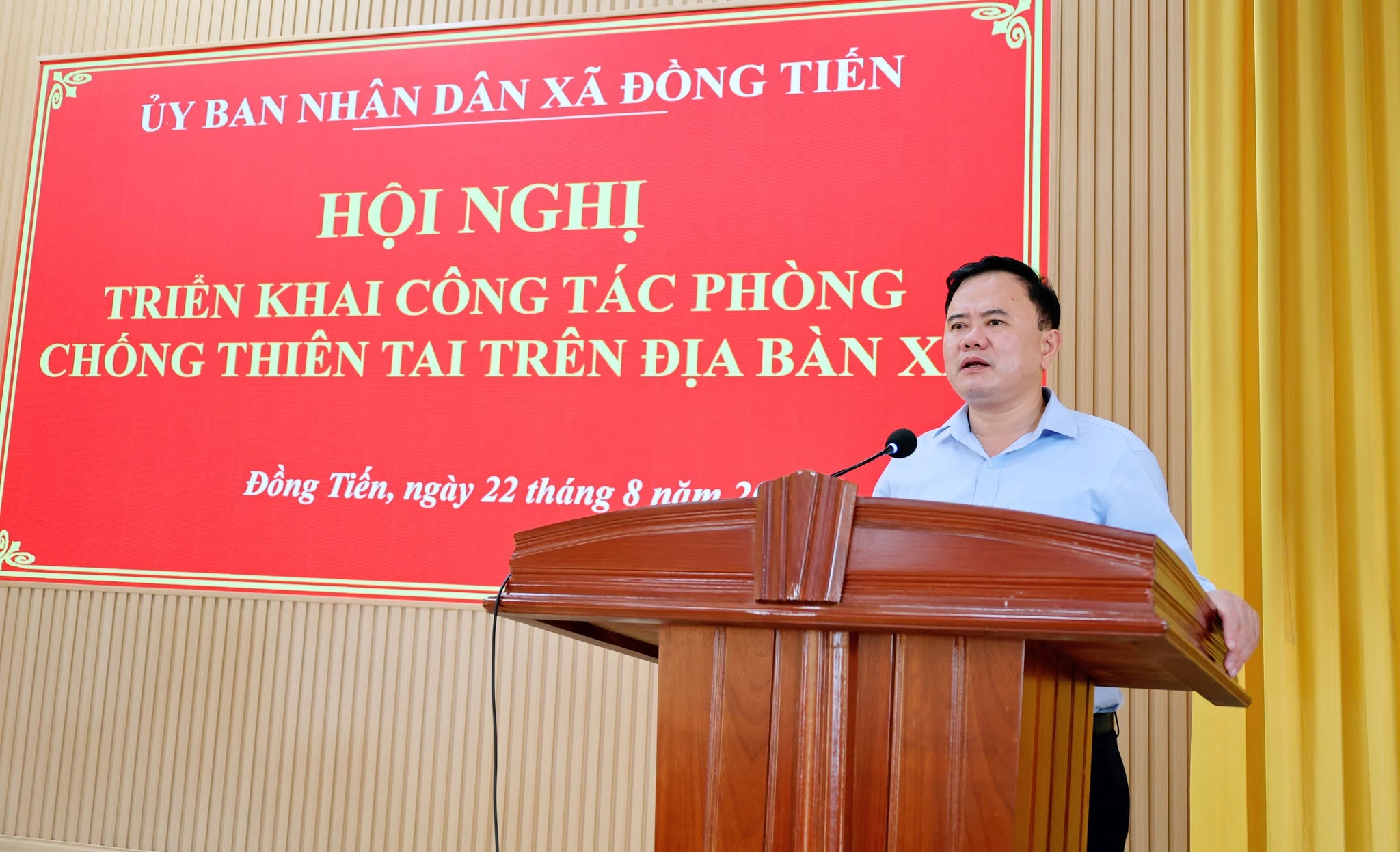 Ban Chỉ huy Phòng thủ dân sự xã Đồng Tiến tổ chức Hội nghị triển khai nhiệm vụ công tác phòng, chống thiên tai trên địa bàn xã,