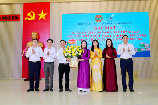Hội Nông dân và Hội Liên hiệp Phụ nữ xã Đồng Tiến tổ chức gặp mặt kỷ niệm 96 năm Ngày thành lập Hội Nông dân Việt Nam (14/10/1930 – 14/10/2026) và 96 năm Ngày thành lập Hội Liên hiệp Phụ nữ Việt Nam (20/10/1930 – 20/10/2026).