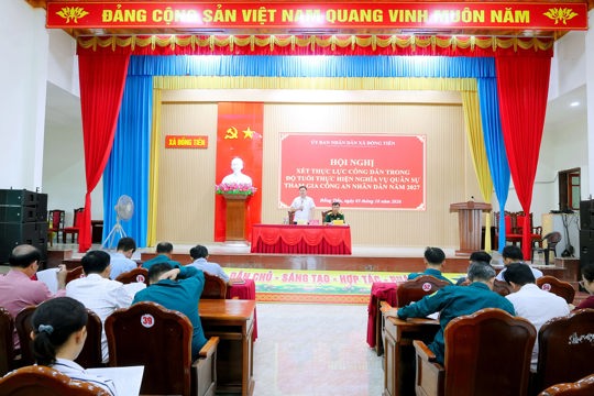 Hội đồng Nghĩa vụ quân sự xã Đồng Tiến tổ chức Hội nghị xét thực lực công dân trong độ tuổi thực hiện nghĩa vụ quân sự và nghĩa vụ tham gia Công an nhân dân năm 2027.