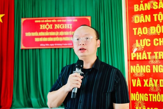 Chi cục Thủy sản Hà Tĩnh phối hợp với UBND xã Đồng Tiến tổ chức Hội nghị tuyên truyền, hướng dẫn thành lập, kiện toàn tổ chức cộng đồng theo mô hình chính quyền địa phương hai cấp.