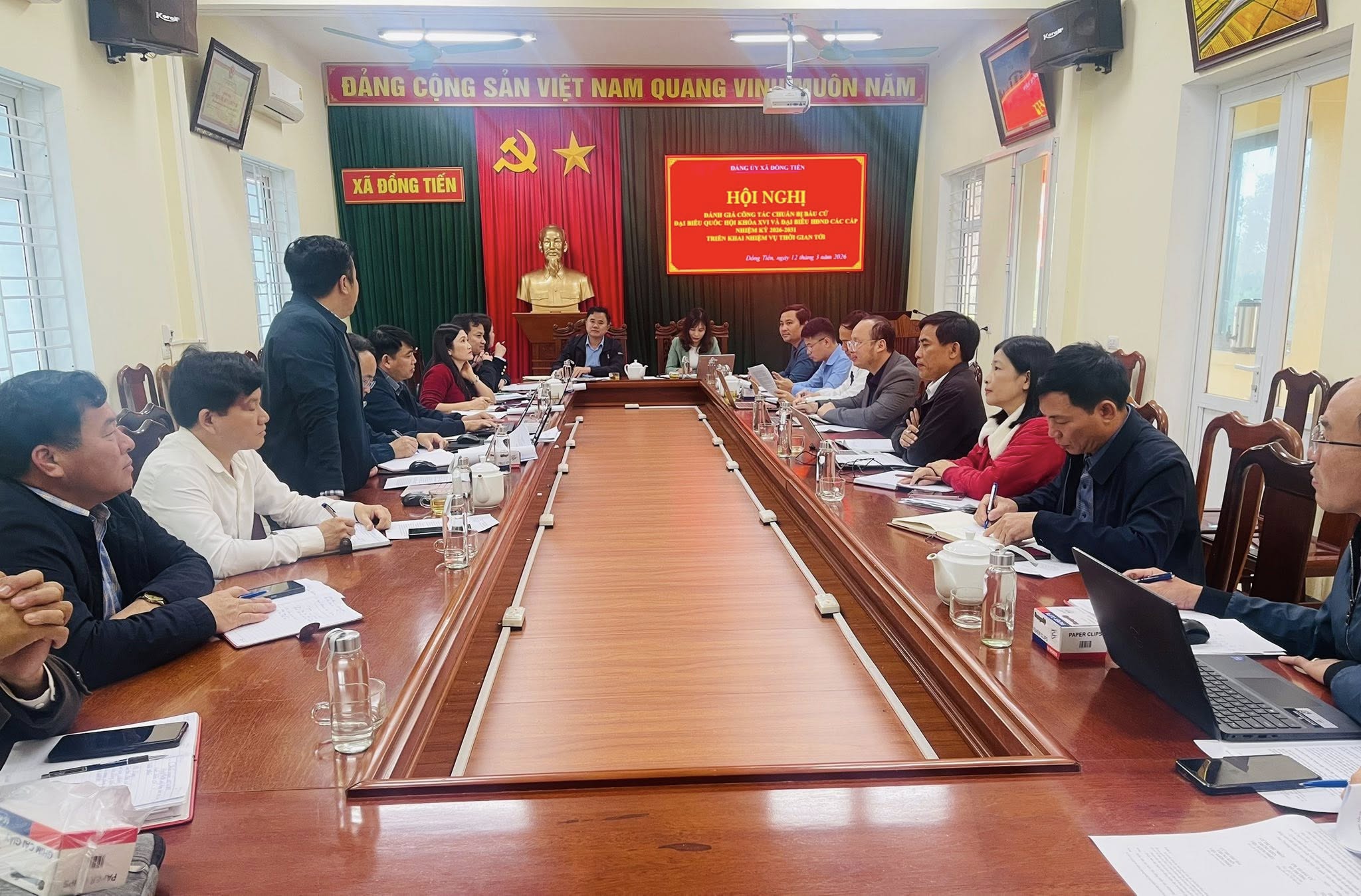 Đảng uỷ xã Đồng Tiến  hội nghị đánh giá công tác chuẩn bị bầu cử đại biểu Quốc hội khóa XVI và đại biểu HĐND các cấp nhiệm kỳ 2026 – 2031 
