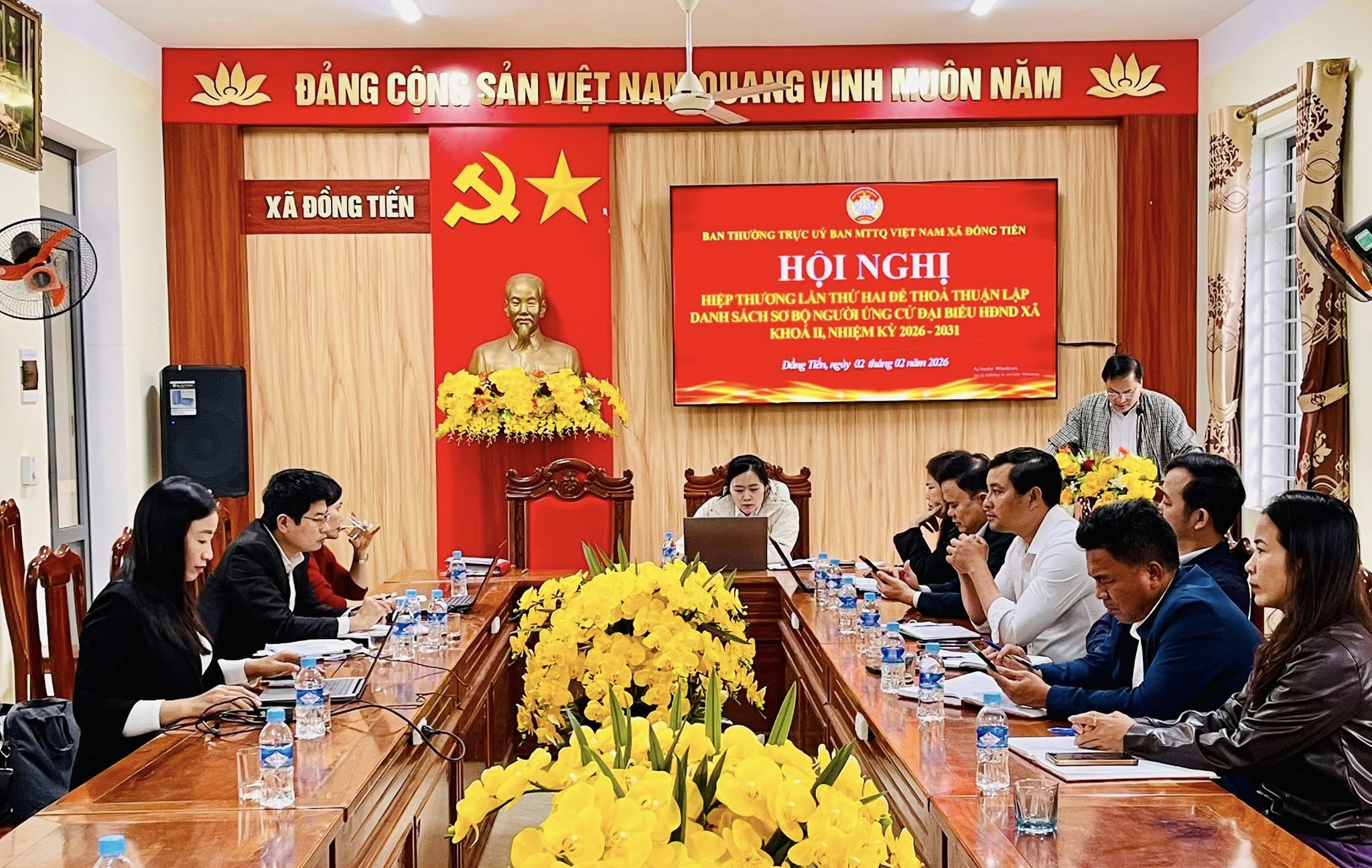 Ban Thường trực Ủy ban MTTQ Việt Nam xã Đồng Tiến tổ chức Hội nghị hiệp thương lần thứ hai lập danh sách sơ bộ người ứng cử đại biểu Hội đồng nhân dân xã khóa II, nhiệm kỳ 2026 – 2031.